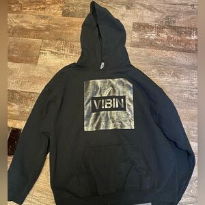 Black Hoodie with Silver Graphic